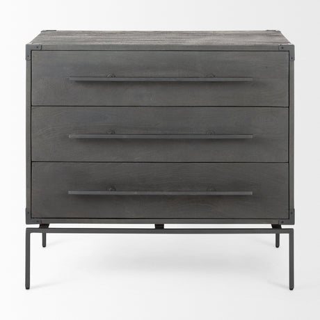 Ward Brown Wood and Iron 3 Drawer Accent Cabinet by Mercana at Eve Furniture