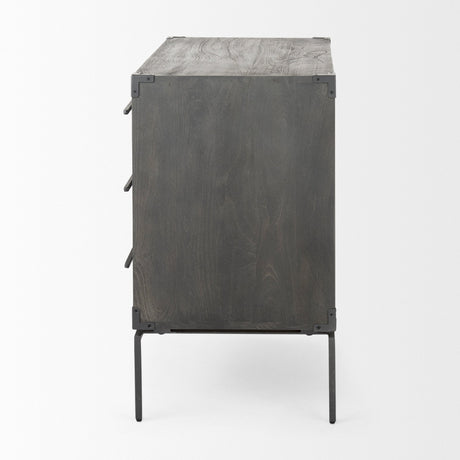 Ward Brown Wood and Iron 3 Drawer Accent Cabinet by Mercana at Eve Furniture
