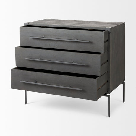 Ward Brown Wood and Iron 3 Drawer Accent Cabinet by Mercana at Eve Furniture