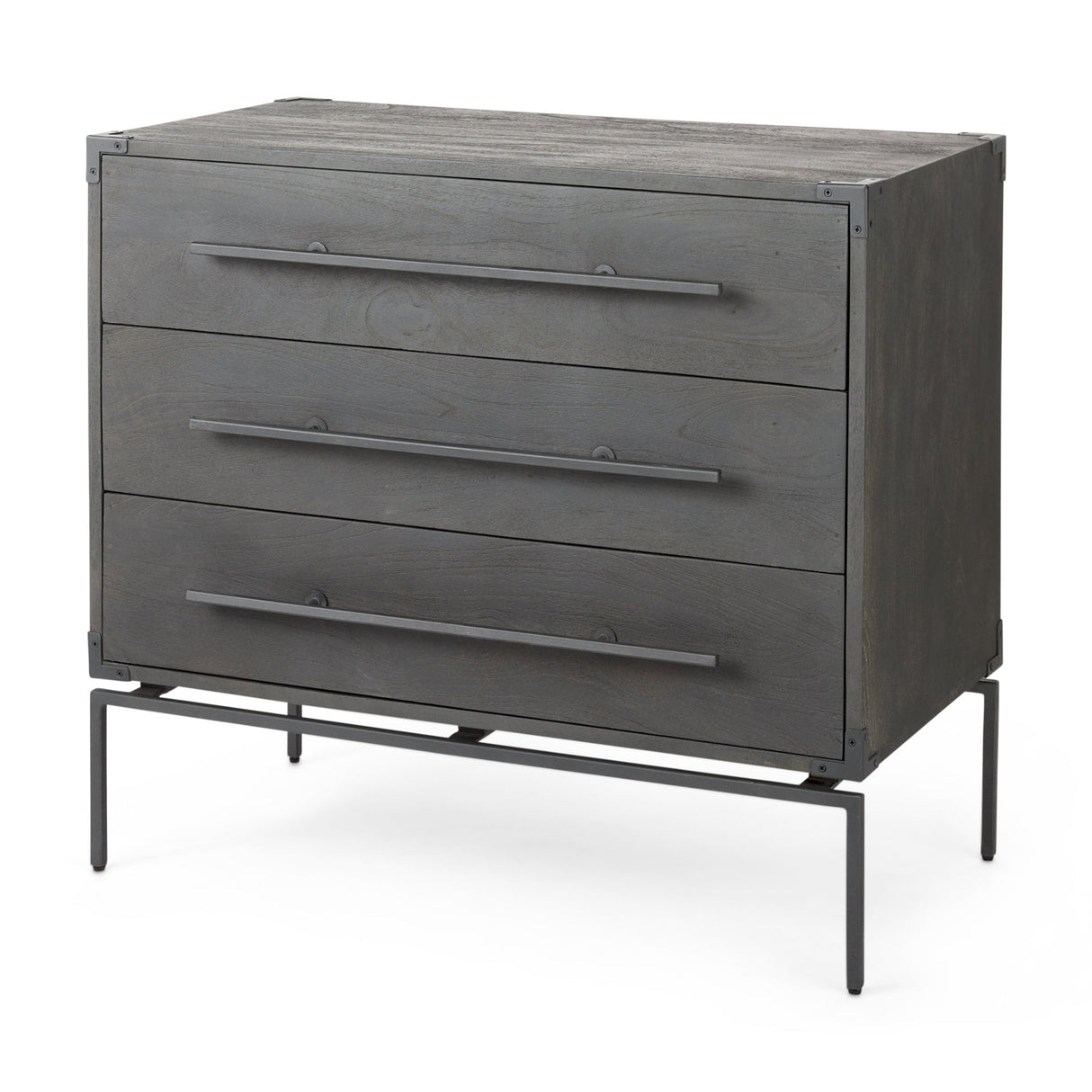 Ward Brown Wood and Iron 3 Drawer Accent Cabinet by Mercana at Eve Furniture