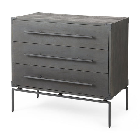 Ward Brown Wood and Iron 3 Drawer Accent Cabinet by Mercana at Eve Furniture
