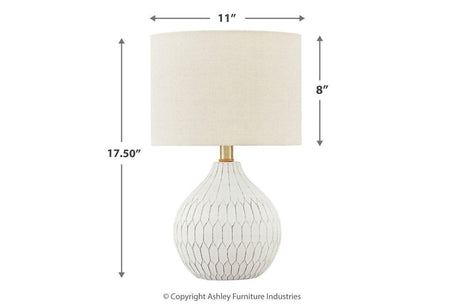 Wardmont White Table Lamp by Ashley at Eve Furniture