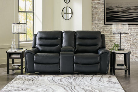 (Special) Warlin Black Power Reclining Loveseat with Console by Ashley at Eve Furniture