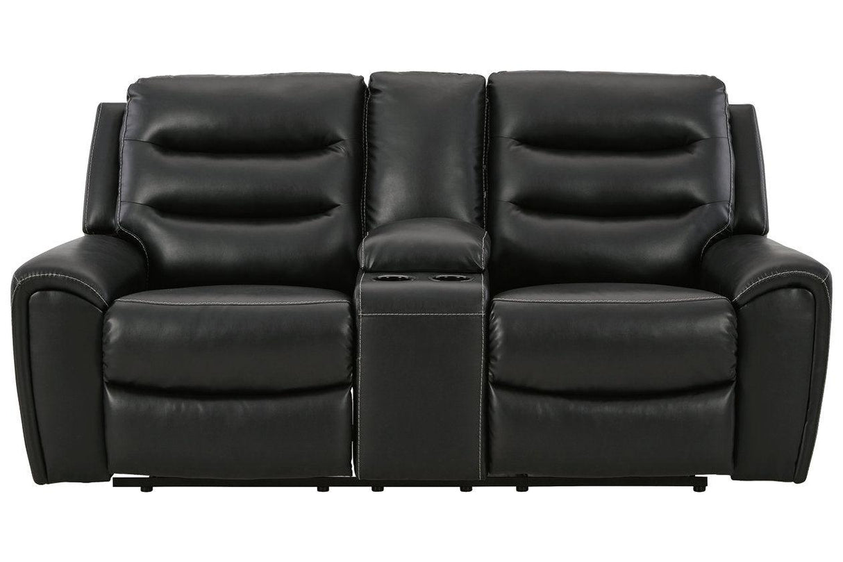 (Special) Warlin Black Power Reclining Loveseat with Console by Ashley at Eve Furniture