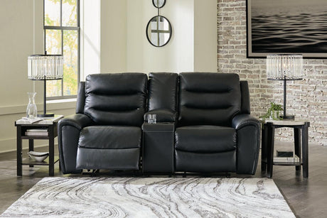 (Special) Warlin Black Power Reclining Loveseat with Console by Ashley at Eve Furniture