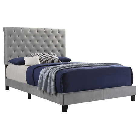 Warner Eastern King Upholstered Bed Gray