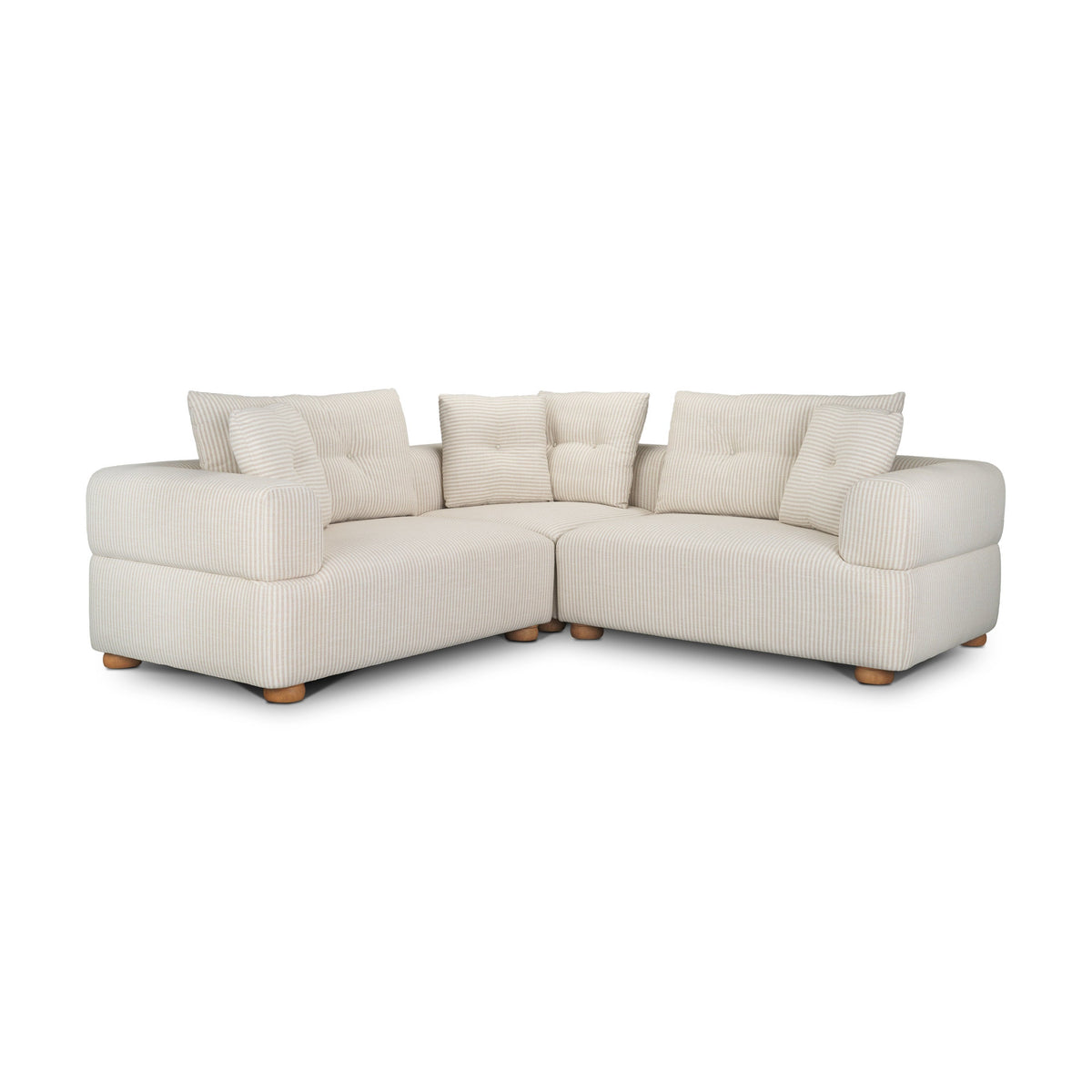 Warner Stripe 3 Piece Sofa Set w/S Corner Piece w/Back Cushions by Mercana at Eve Furniture