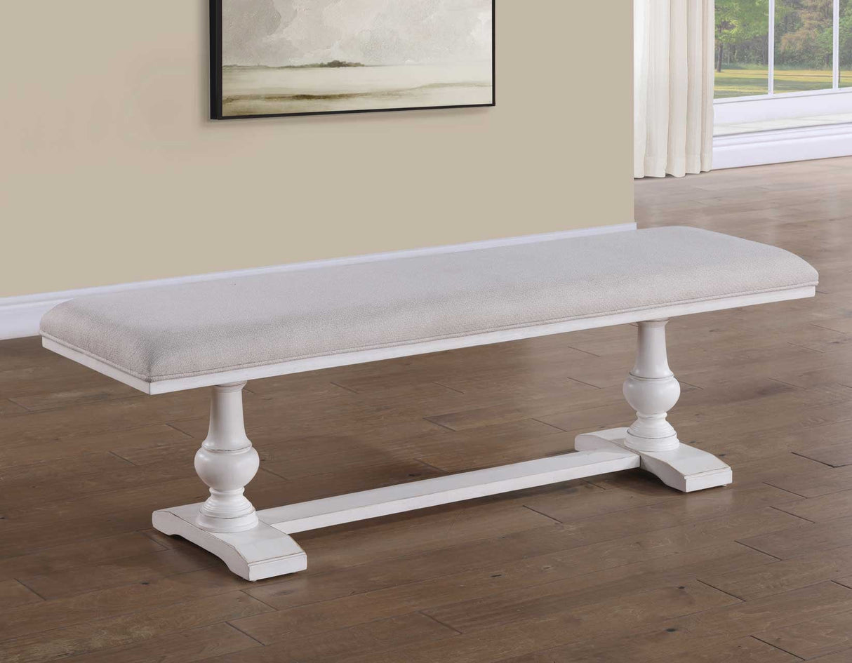 Warren 60″ Upholstered Bench, White