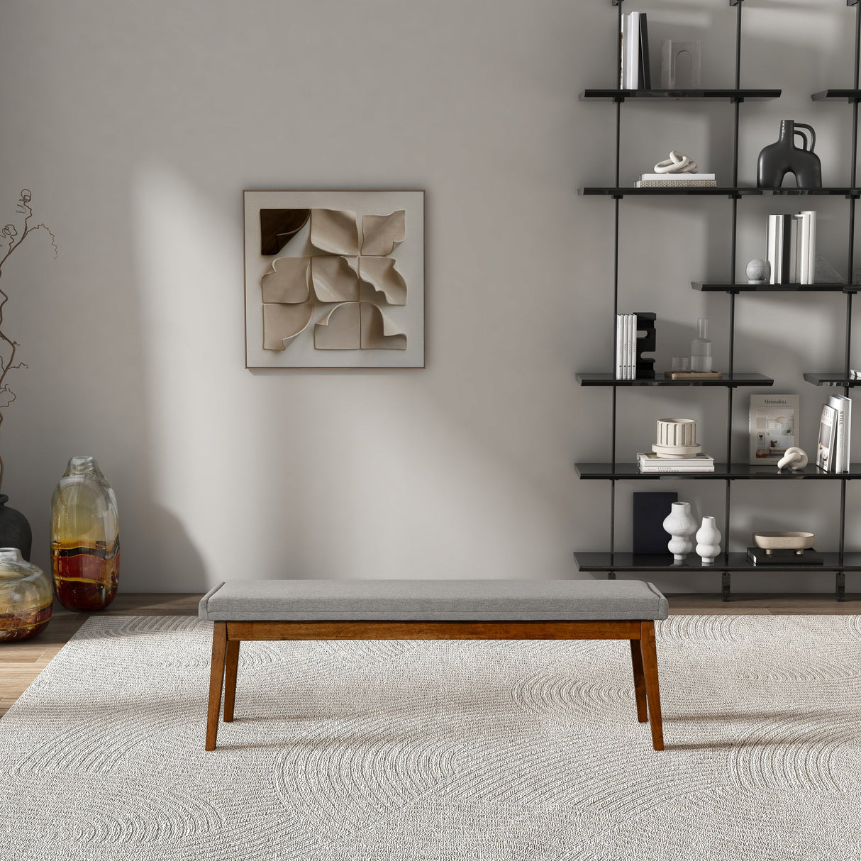 Warren Bench in Ash Grey Fabric by Ashcroft Imports at Eve Furniture