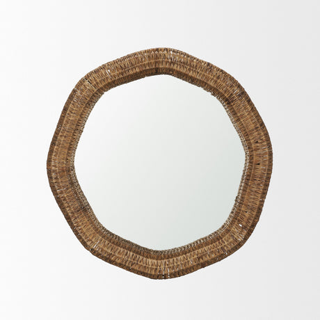 Warrick Woven Water Hyacinth Mirror by Mercana at Eve Furniture