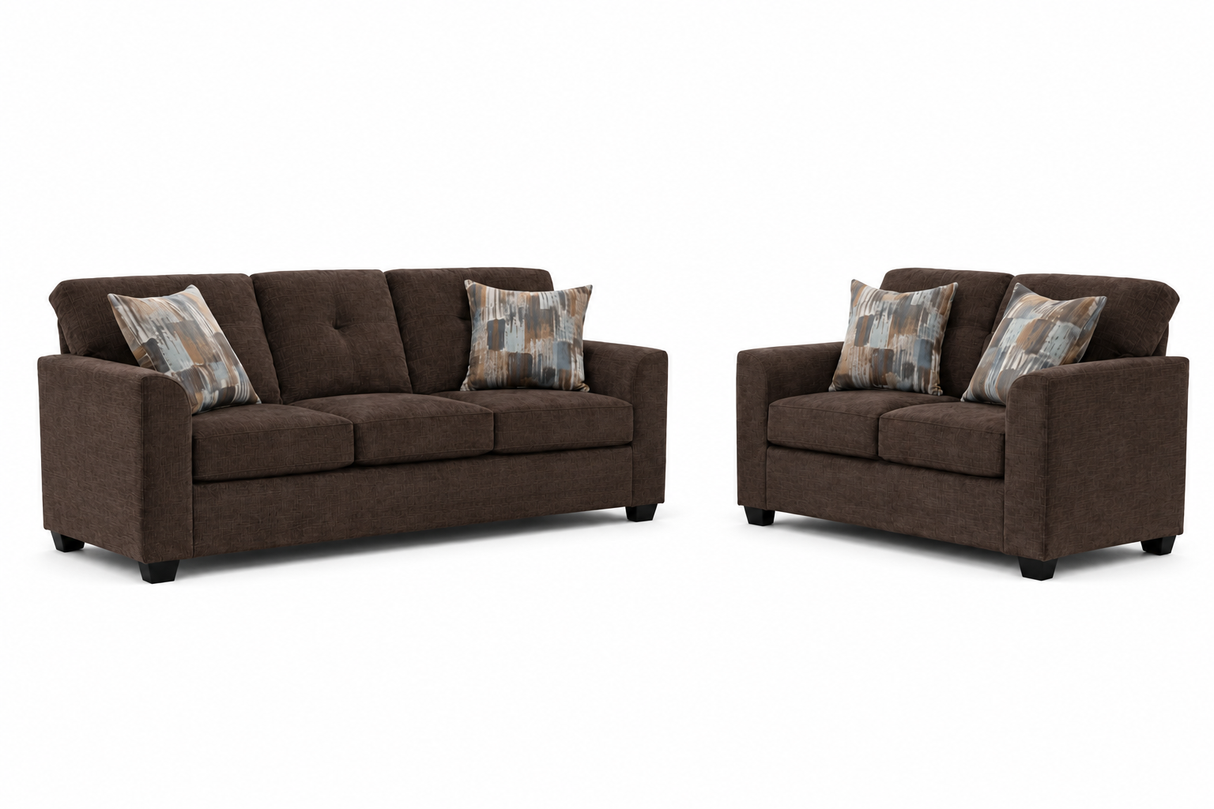 Washington Chocolate Sofa & Loveseat Set