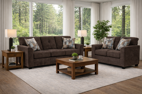 Washington Chocolate Sofa & Loveseat Set by Happy Homes at Eve Furniture