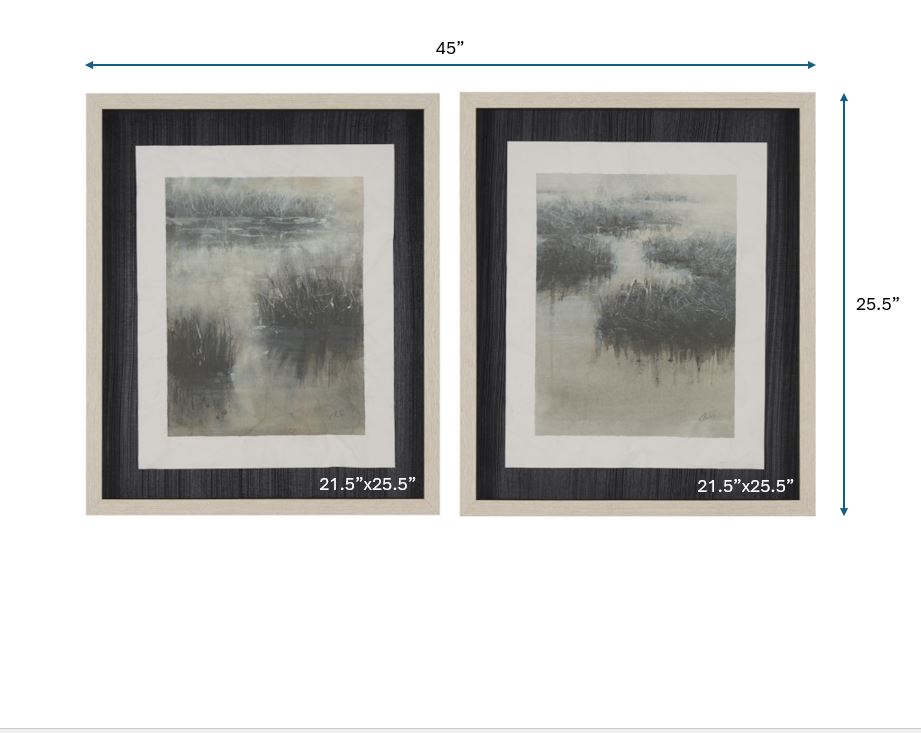 Water Grasses (Set of 2) by Mercana Studio a Hand Embellished Framed Art Print Matted under Glass by Mercana at Eve Furniture