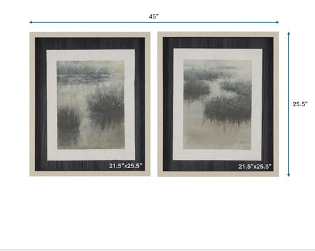 Water Grasses (Set of 2) by Mercana Studio a Hand Embellished Framed Art Print Matted under Glass by Mercana at Eve Furniture