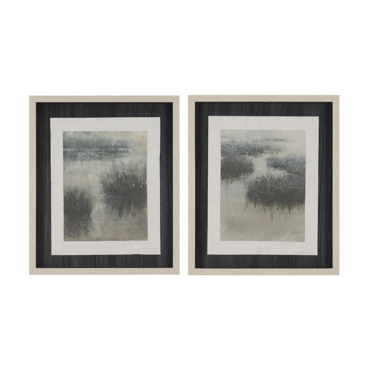 Water Grasses (Set of 2) by Mercana Studio a Hand Embellished Framed Art Print Matted under Glass by Mercana at Eve Furniture
