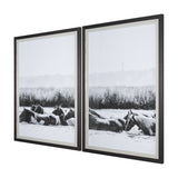 Water Horses III 1 by PH Burchett a Hand Embellished Textured Framed Photo Art Print Matted under Gl by Mercana at Eve Furniture