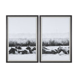 Water Horses III 1 by PH Burchett a Hand Embellished Textured Framed Photo Art Print Matted under Gl by Mercana at Eve Furniture