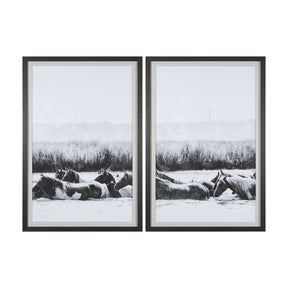 Water Horses III 1 by PH Burchett a Hand Embellished Textured Framed Photo Art Print Matted under Gl by Mercana at Eve Furniture