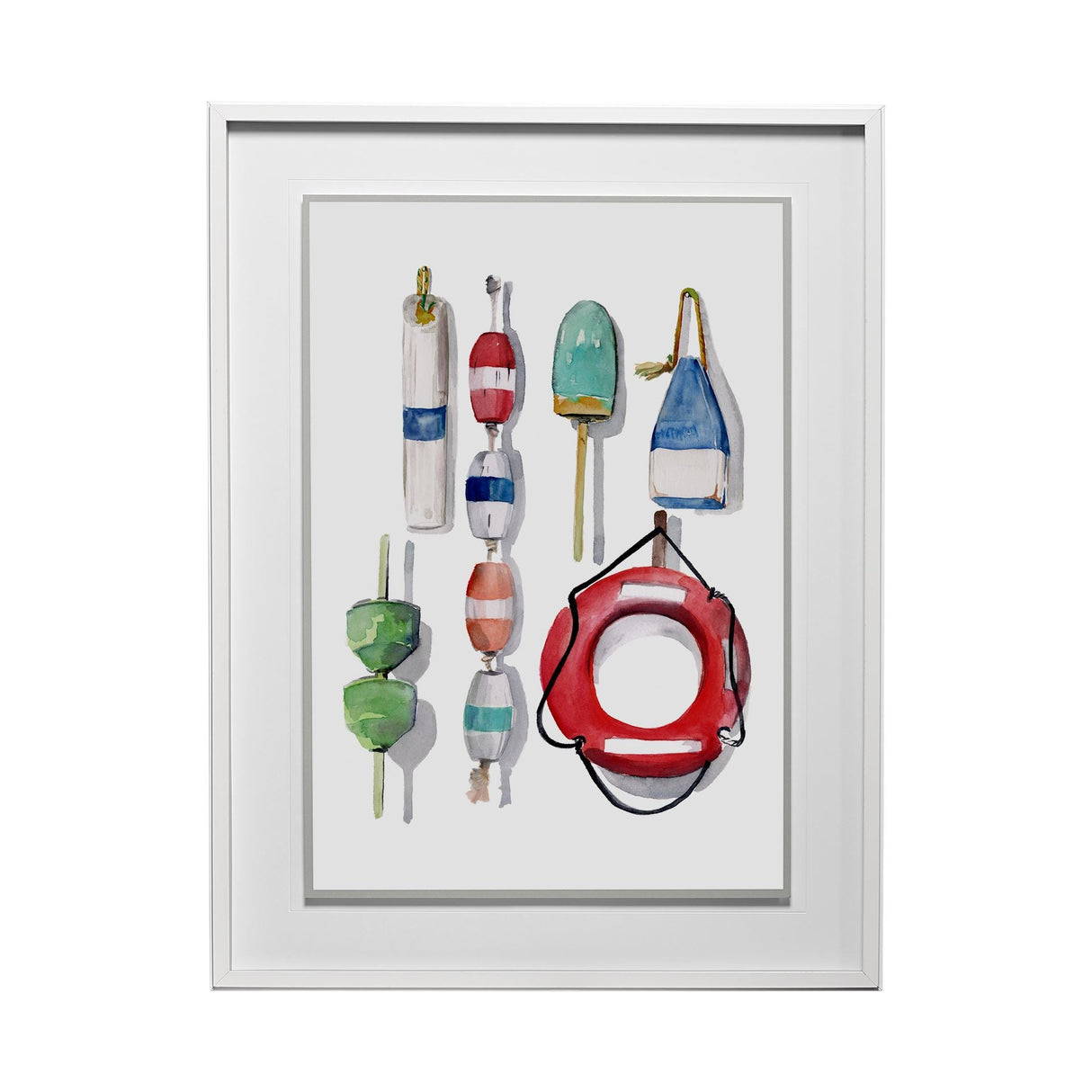 Watercolor Buoys II by Jenifer Paxton Parker a Framed Art Print Matted under Glass by Mercana at Eve Furniture