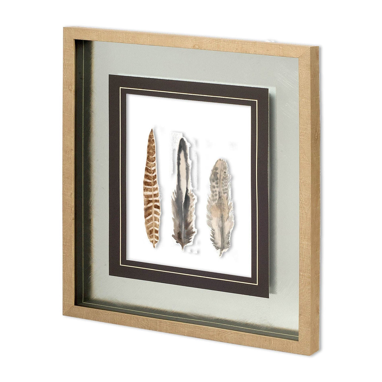 Watercolor Plumes I by Grace Popp a Hand Embellished Textured Framed Art Print Matted under Glass by Mercana at Eve Furniture