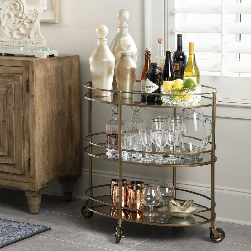 Waterford Gold/Clear Bar Cart by Crestview at Eve Furniture