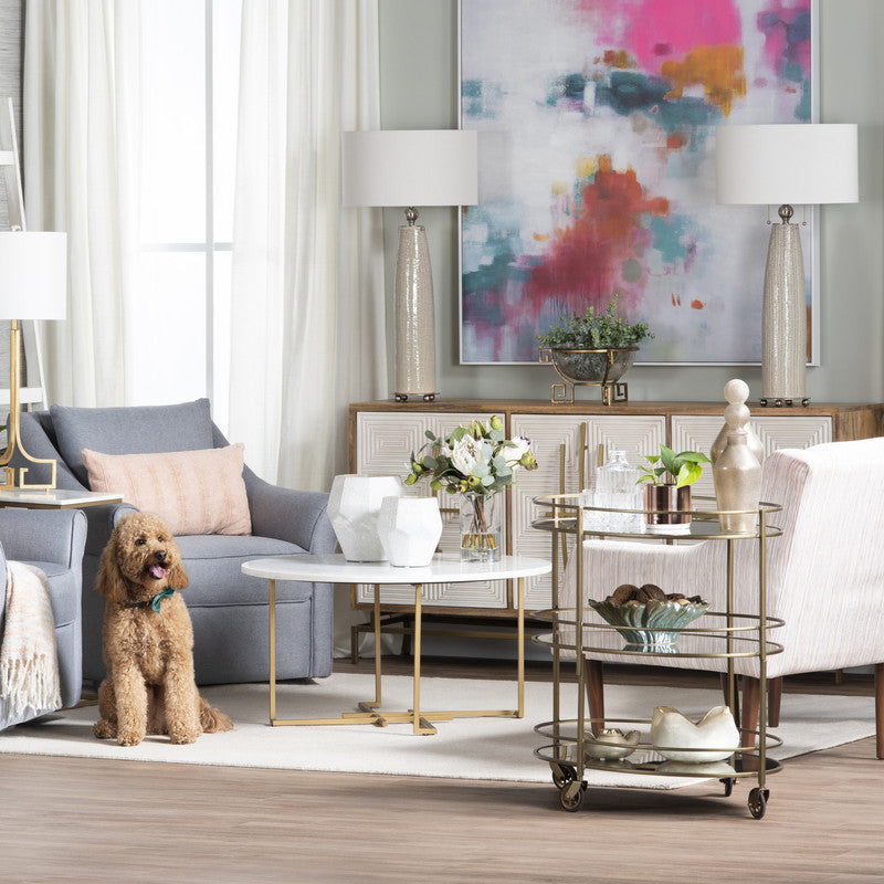 Waterford Gold/Clear Bar Cart by Crestview at Eve Furniture