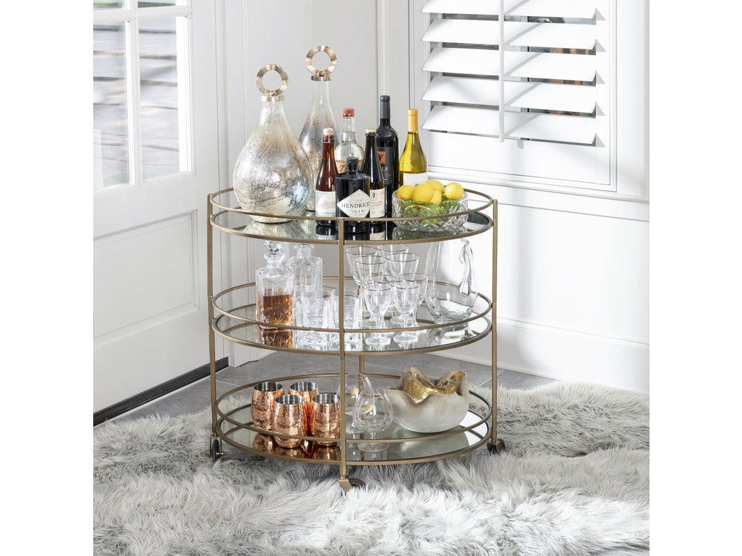 Waterford Gold/Clear Bar Cart by Crestview at Eve Furniture