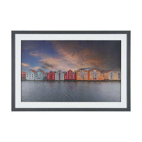 Waterfront of Alesund, Norway by Richard Silver Textured Framed Photo Print Matted under Glass by Mercana at Eve Furniture