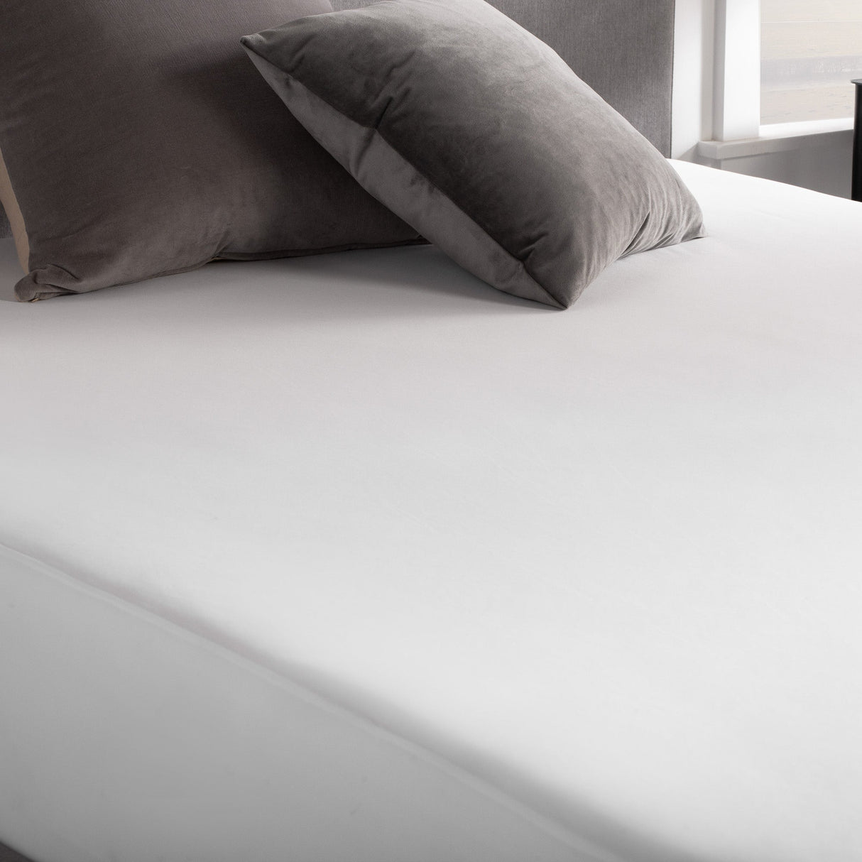 Waterproof Jersey White Full Mattress Protector by Malouf at Eve Furniture