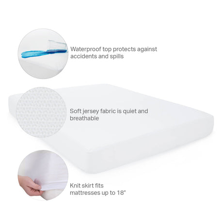 Waterproof Jersey White Twin Mattress Protector by Malouf at Eve Furniture