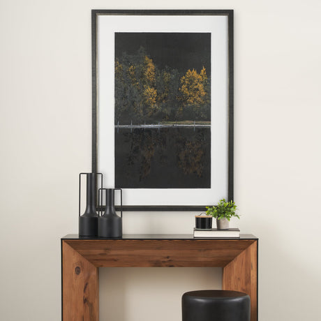 Water's Reflection-L by Chad Mackay a Hand Embellished Textured Framed Art Print Matted under Glass by Mercana at Eve Furniture