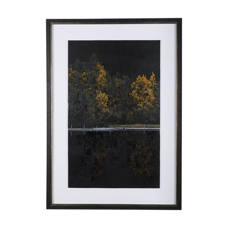 Water's Reflection-L by Chad Mackay a Hand Embellished Textured Framed Art Print Matted under Glass by Mercana at Eve Furniture