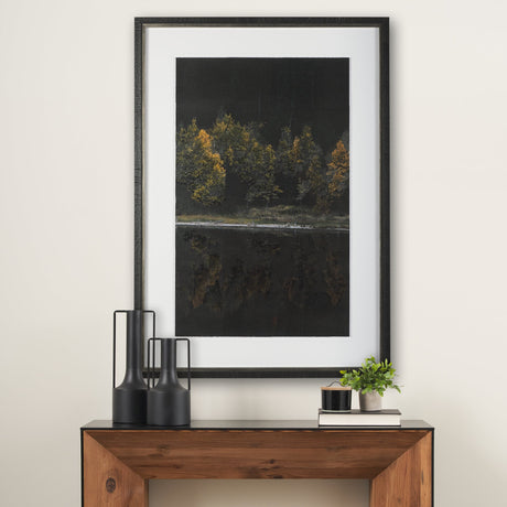 Water's Reflection-R by Chad Mackay a Hand Embellished Textured Framed Art Print Matted under Glass by Mercana at Eve Furniture