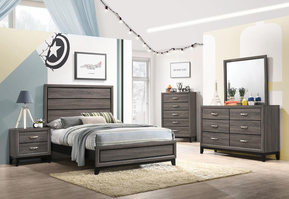 Watson Gray Oak 4-Piece Full Panel Bedroom Set