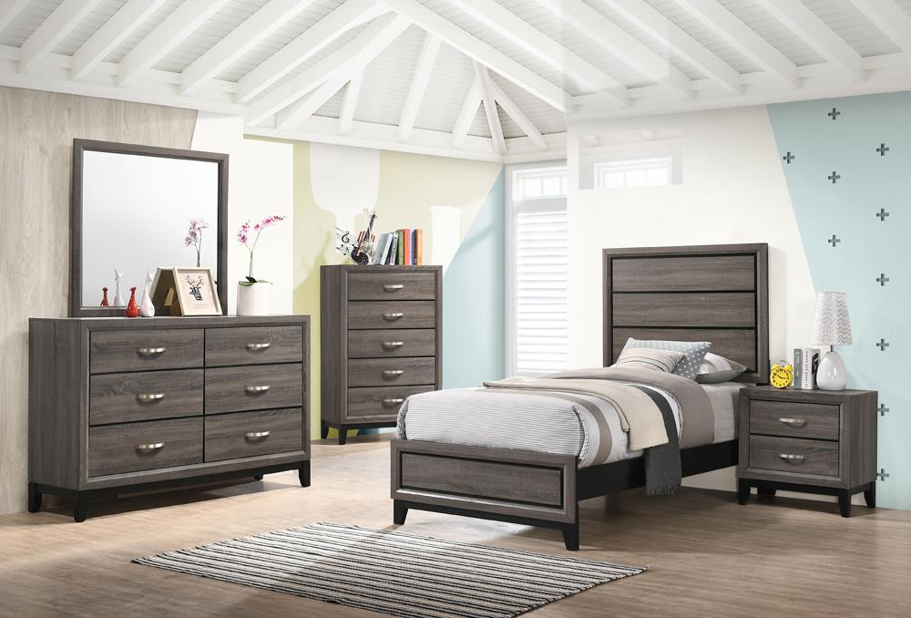 Watson Gray Oak 4-Piece Twin Panel Bedroom Set