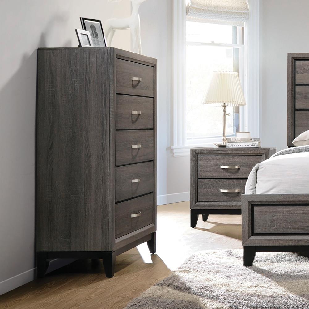 Watson Gray Oak/Black 5-Drawer Chest