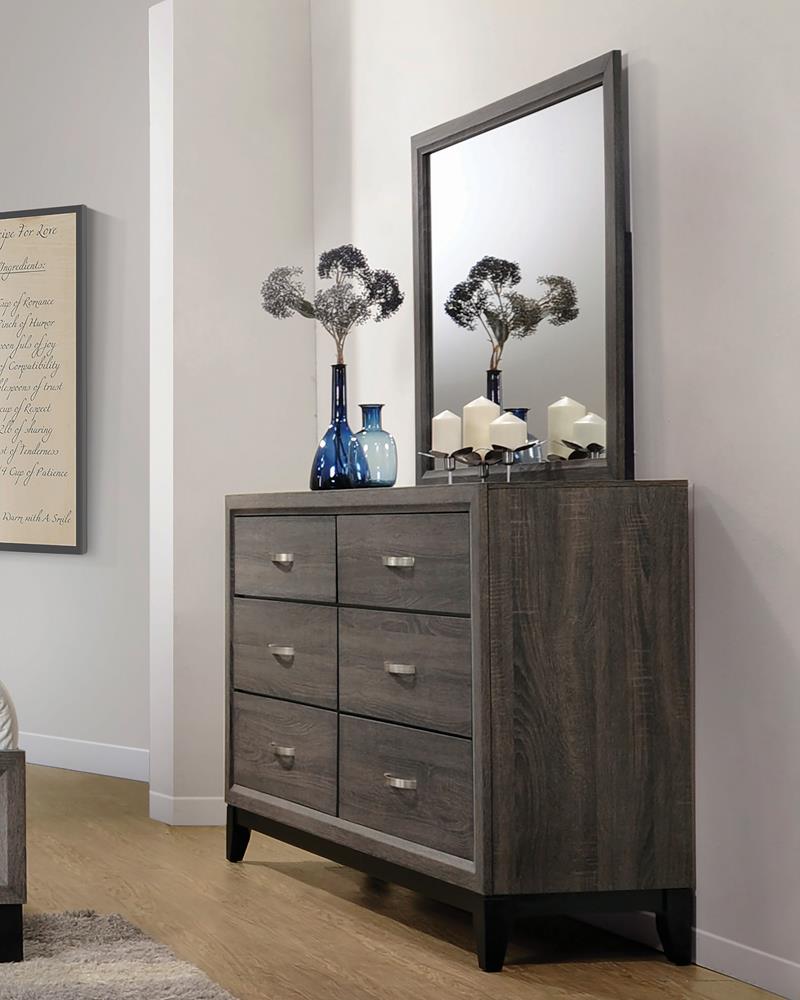 Watson Gray Oak/Black 6-Drawer Dresser