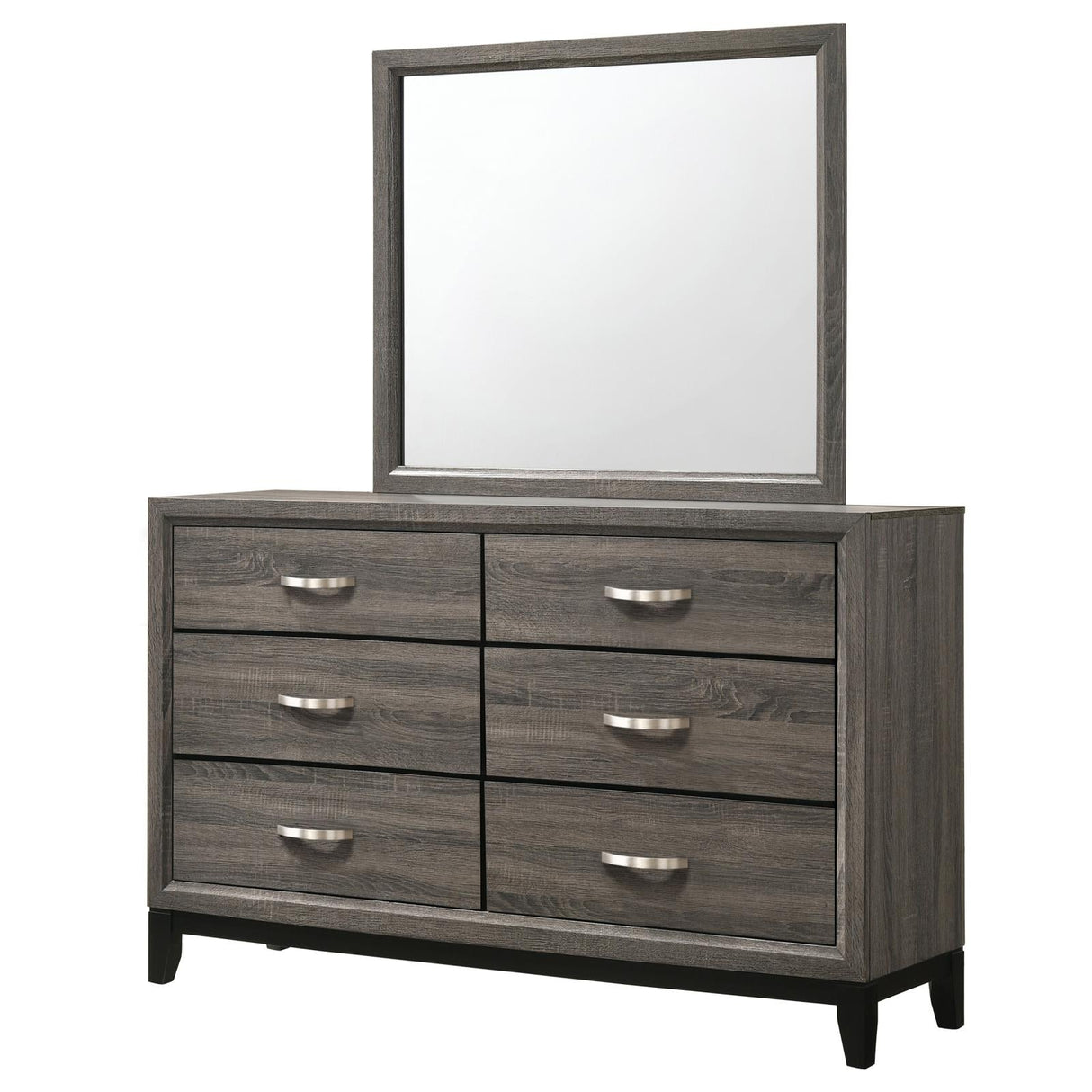 Watson 6-drawer Dresser with Mirror Grey Oak and Black