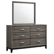 Watson 6-drawer Dresser with Mirror Grey Oak and Black by Coaster at Eve Furniture