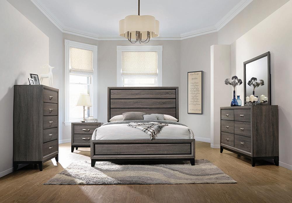 Watson Gray Oak/Black 4-Piece Eastern King Bedroom Set