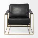 Watson Black Leather Wrap Gold Metal Frame Accent Chair by Mercana at Eve Furniture