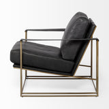 Watson Black Leather Wrap Gold Metal Frame Accent Chair by Mercana at Eve Furniture