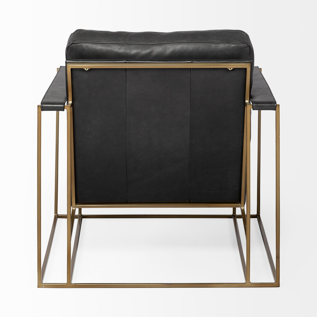 Watson Black Leather Wrap Gold Metal Frame Accent Chair by Mercana at Eve Furniture