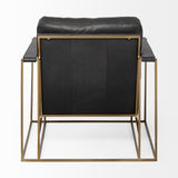 Watson Black Leather Wrap Gold Metal Frame Accent Chair by Mercana at Eve Furniture