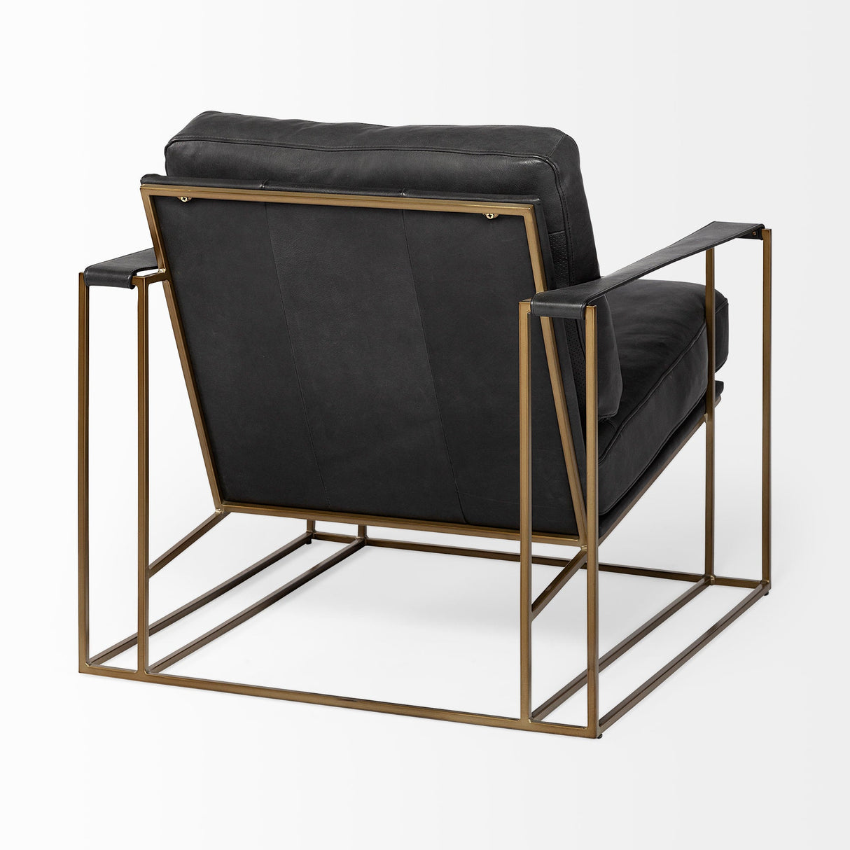 Watson Black Leather Wrap Gold Metal Frame Accent Chair by Mercana at Eve Furniture
