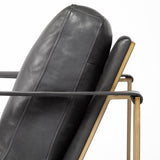 Watson Black Leather Wrap Gold Metal Frame Accent Chair by Mercana at Eve Furniture
