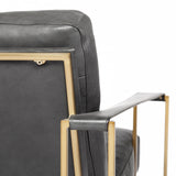 Watson Black Leather Wrap Gold Metal Frame Accent Chair by Mercana at Eve Furniture