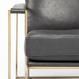 Watson Black Leather Wrap Gold Metal Frame Accent Chair by Mercana at Eve Furniture