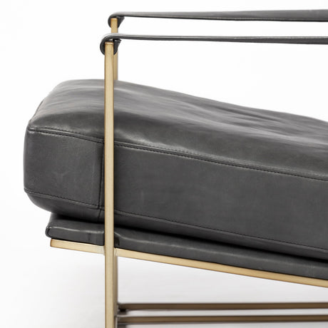 Watson Black Leather Wrap Gold Metal Frame Accent Chair by Mercana at Eve Furniture