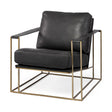 Watson Black Leather Wrap Gold Metal Frame Accent Chair by Mercana at Eve Furniture